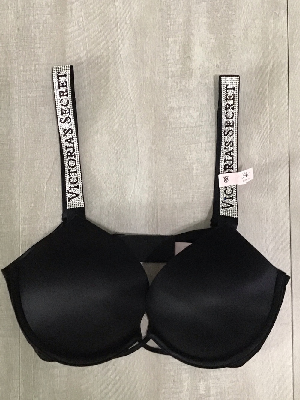 Victoria’s Secret Bombshell Logo Shine Strap Add-2-Cups Bra Size 34C - Picture 2 of 4